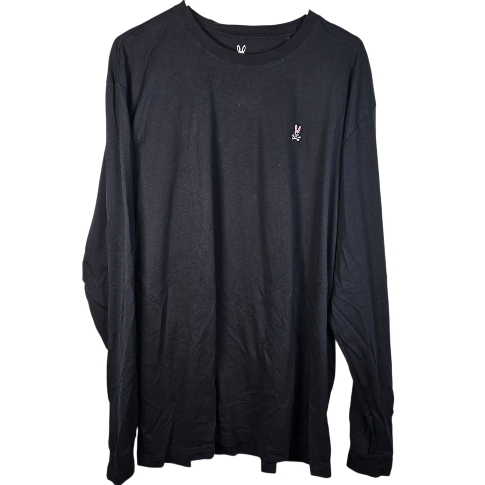 NWOT Psycho Bunny Men's Black Long Sleeve Tee 100% Pima Cotton Size 9=3XL Casual